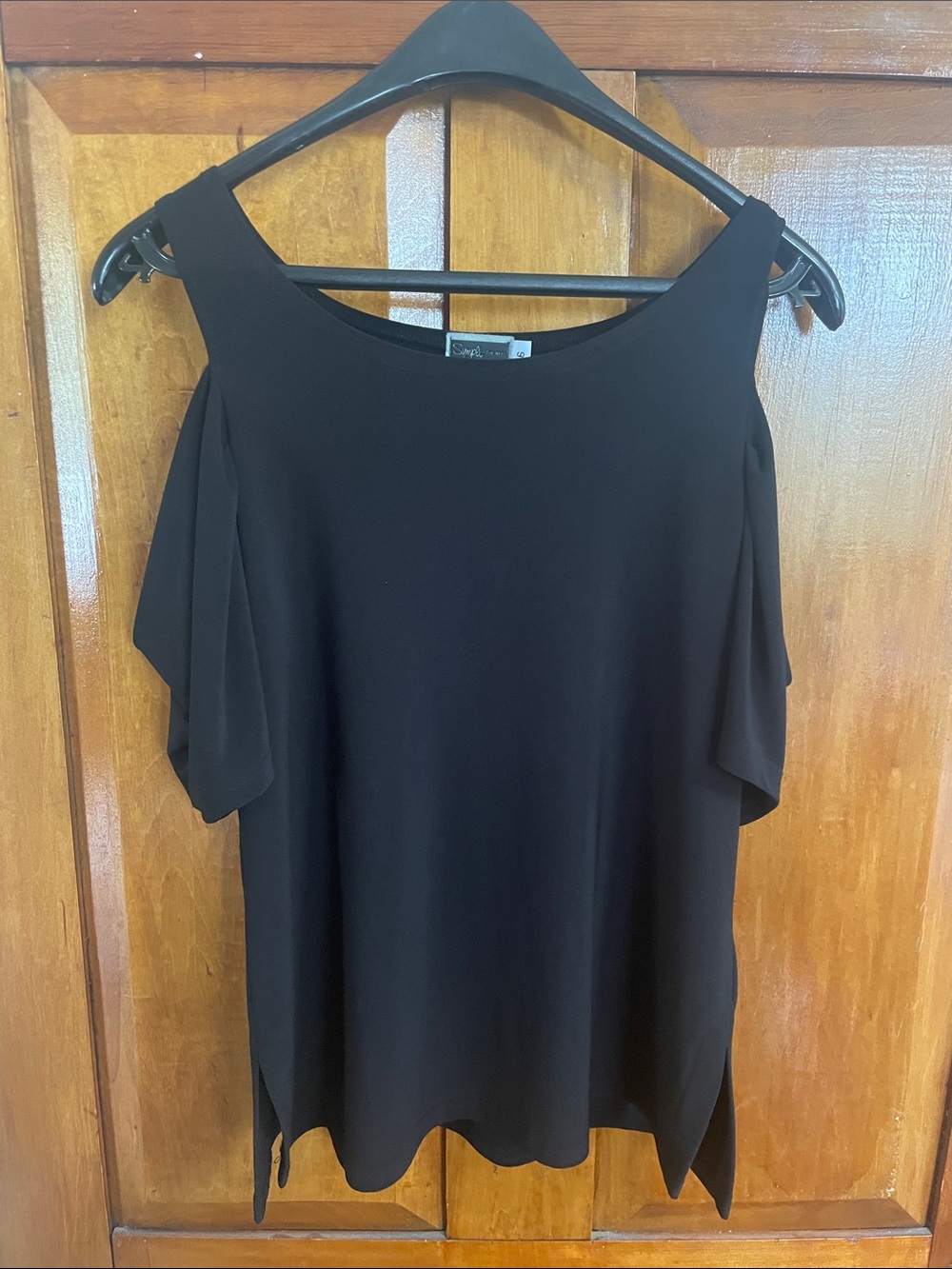 Sympli Black Cold-Shoulder Blouse
